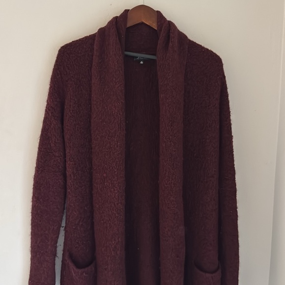 Aritzia Babaton Beekman Alpaca Boucle Cardigan Sweater XS Open Front Cranberry - Picture 2 of 11